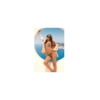 Bikini Triangle Imprimé Satiné Bleu & Beige 